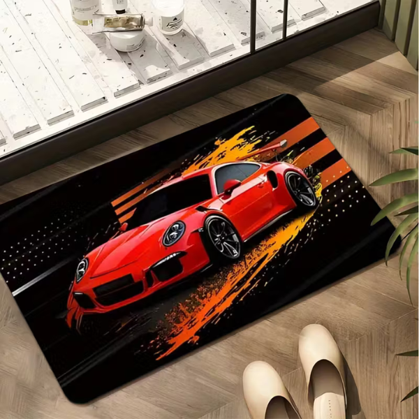 Gt3 Ultra-Soft Thickened Car Pattern Mat, Non-Slip & Machine Washable (50x80cm)
