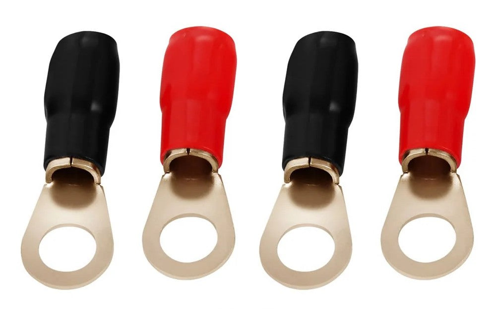 RDR4GA 4-Gauge Cable Lugs – 4-Piece Set (2 Red, 2 Black)