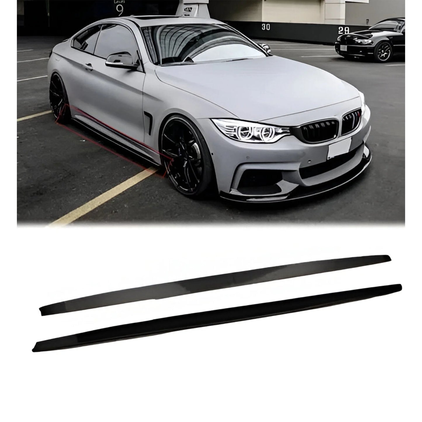 BMW F32 (4 Series) Side Skirt Extensions Gloss Black