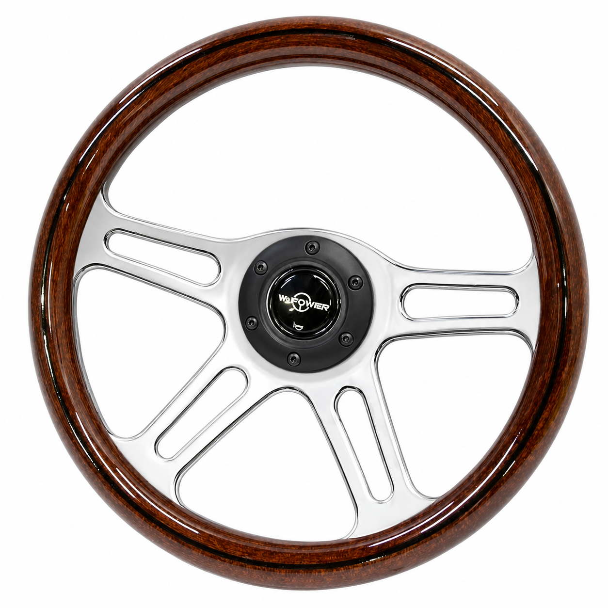 Universal Woodgrain Look Steering Wheel 4 Spoke