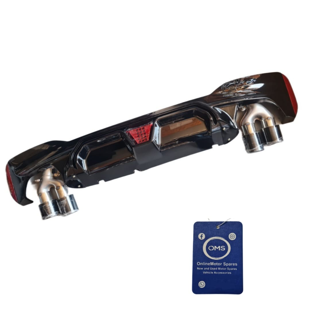 BMW G30 REAR DIFFUSER WITH BRAKE LIGHT AND EXHAUST TIPS.
