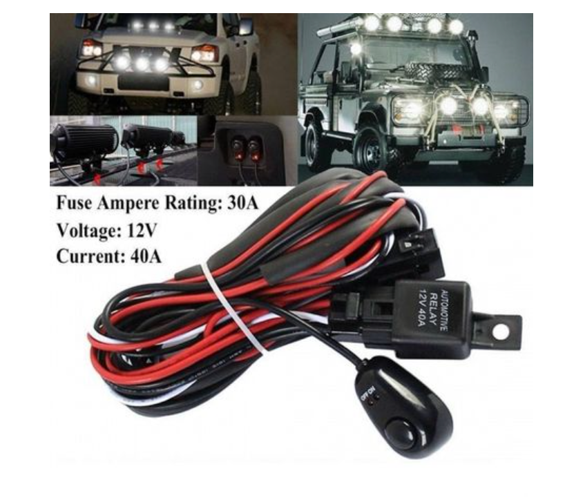 12V Car Wiring Harness Kit With Remote Control Transmitter LED Light Bar