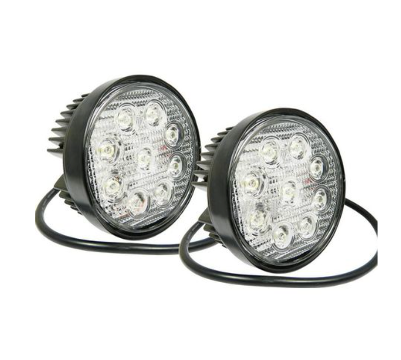 27W 9 LED Flood LED Off Road Round Work Light - 2 Piece