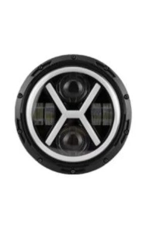 7'' Round Black LED Headlight With X Type Turn Signal Lights For Jeep