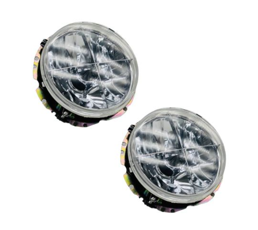 VW Golf MK1 Chrome X Crystal Headlights with Crosshair - Set
