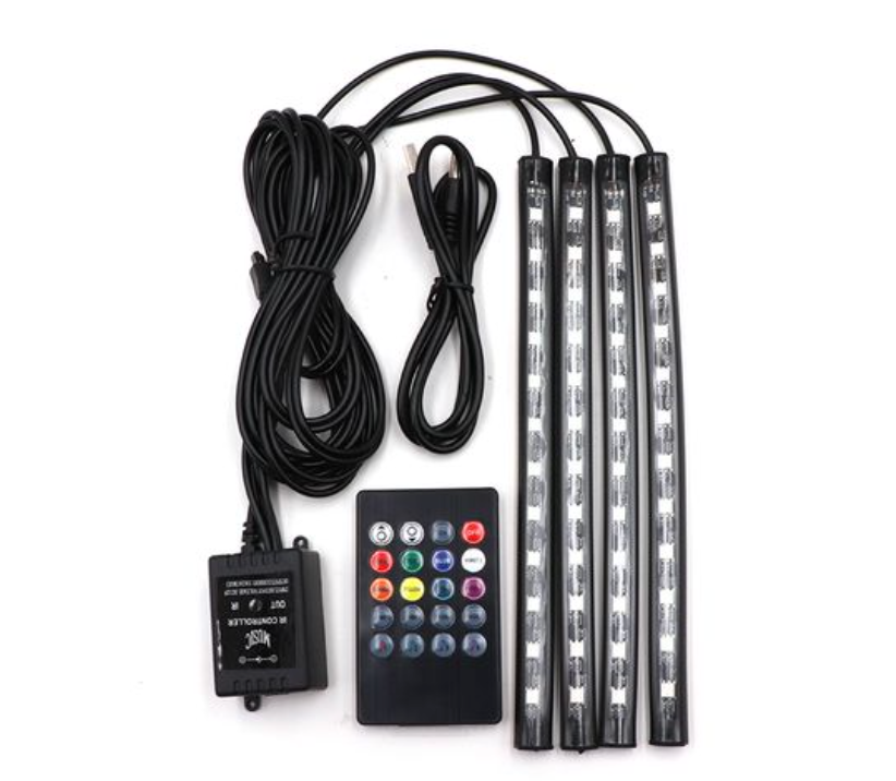 RGB Car Atmosphere Strip Light with Wireless Remote Control 12 x 4 LED