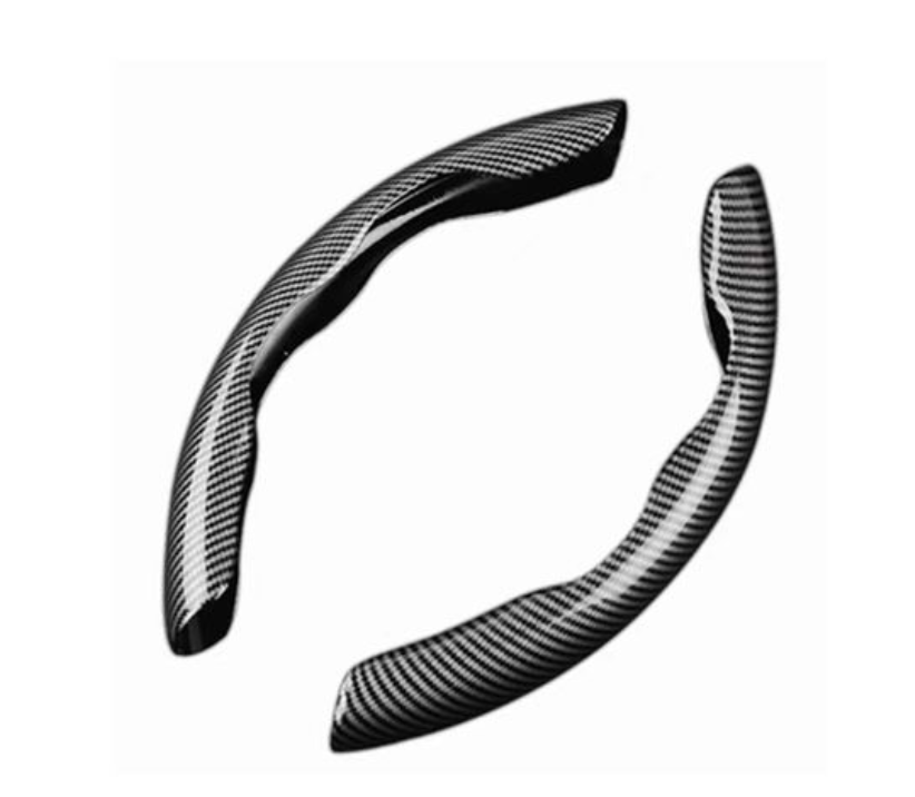 SWC-001-Bk, Universal Carbon Fibre Style Steering Wheel Cover-Black - Black