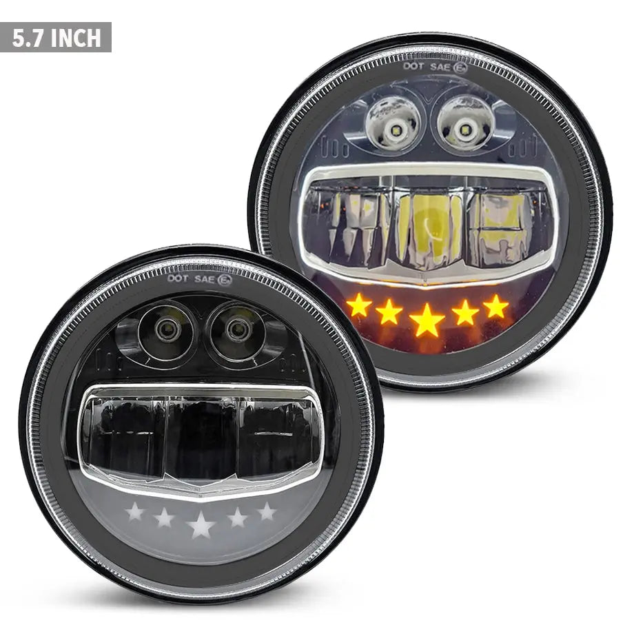 Universal 5.7 Inch - Jeep Style LED Headlight Star Design