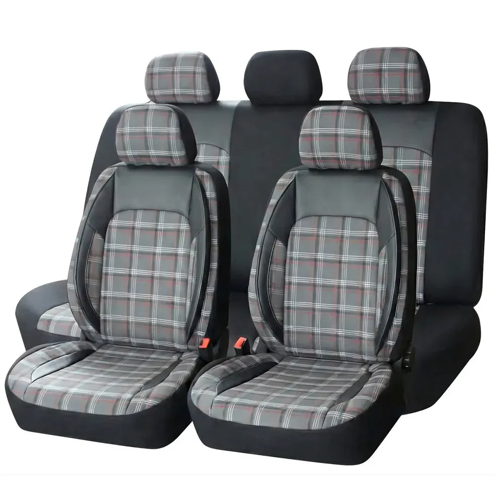Universal GTI Tartan Fabric Car Seat Covers - Front & Rear Full Set