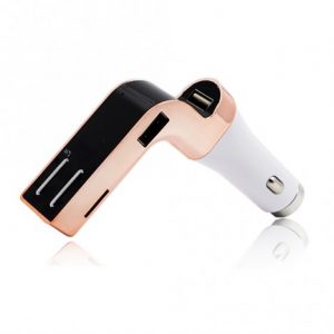 Bluetooth Car FM Transmitter - White & Gold