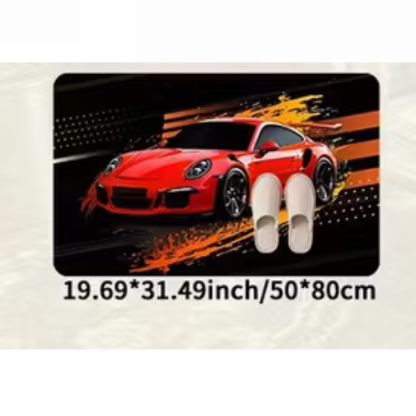 Gt3 Ultra-Soft Thickened Car Pattern Mat, Non-Slip & Machine Washable (50x80cm)