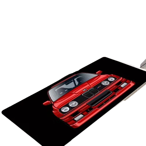 Classic Red -Like E30 M3 Replica Car Design Mouse Pad & Desk Mat - Non-Slip Rubber Base (30x60cm) Stitched Edges