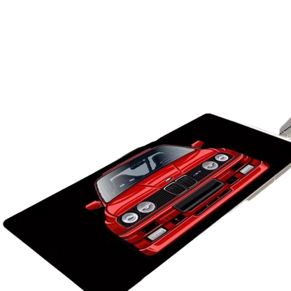 Classic Red -Like E30 M3 Replica Car Design Mouse Pad & Desk Mat - Non-Slip Rubber Base (30x60cm) Stitched Edges