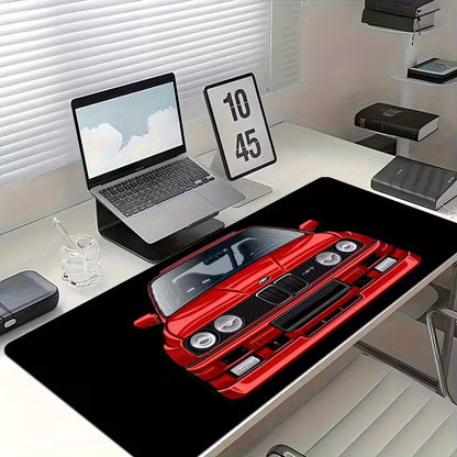 Classic Red -Like E30 M3 Replica Car Design Mouse Pad & Desk Mat - Non-Slip Rubber Base (30x60cm) Stitched Edges