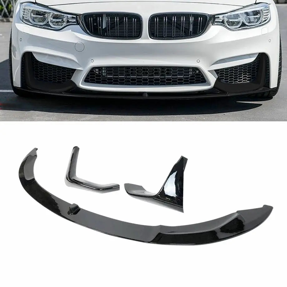 BMW M3/M4 3PC Front Lip Spoiler Glossblack (Non-Oem)