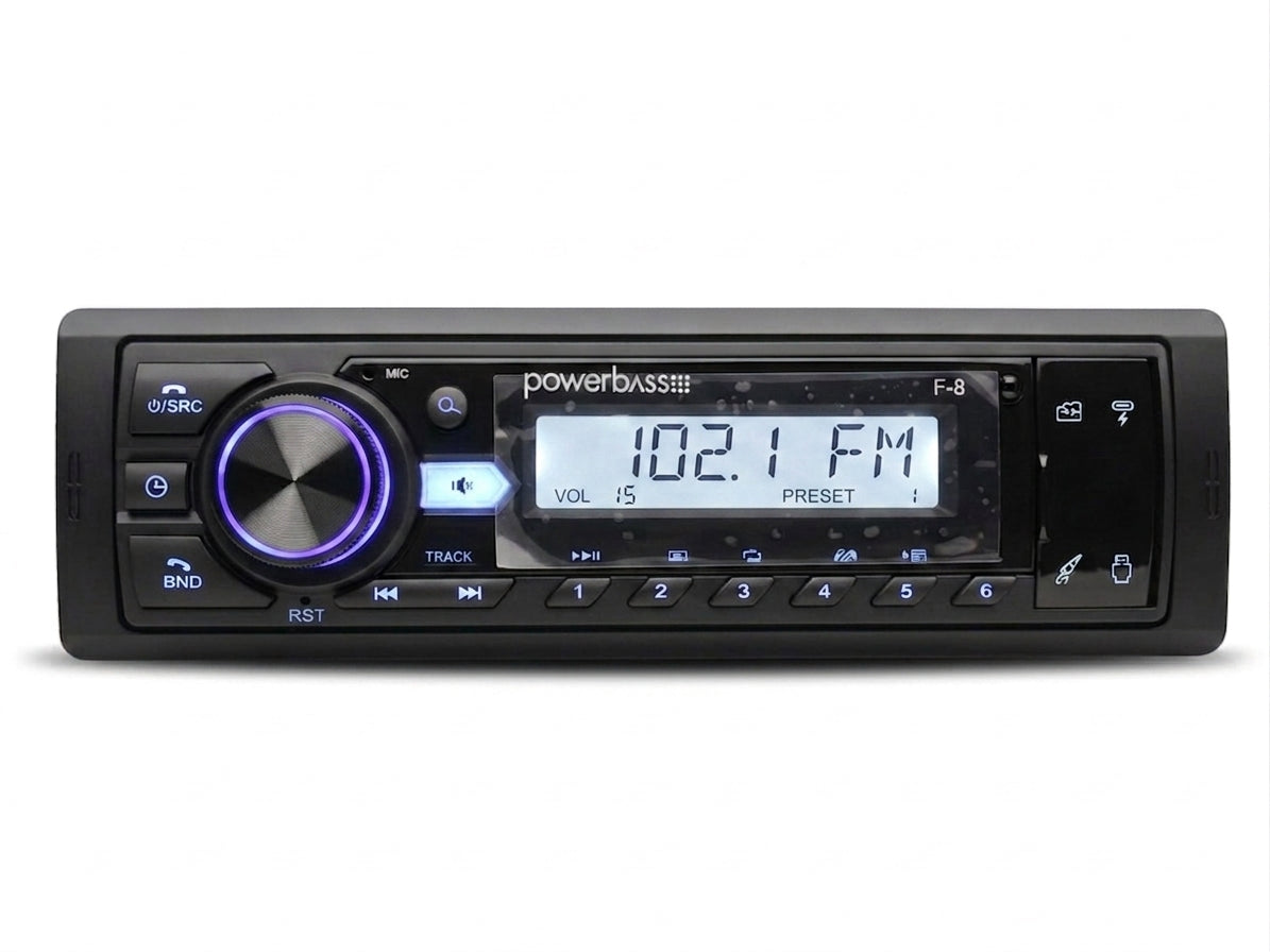 PowerBass F-8 Single Din Media Player Bluetooth/Usb