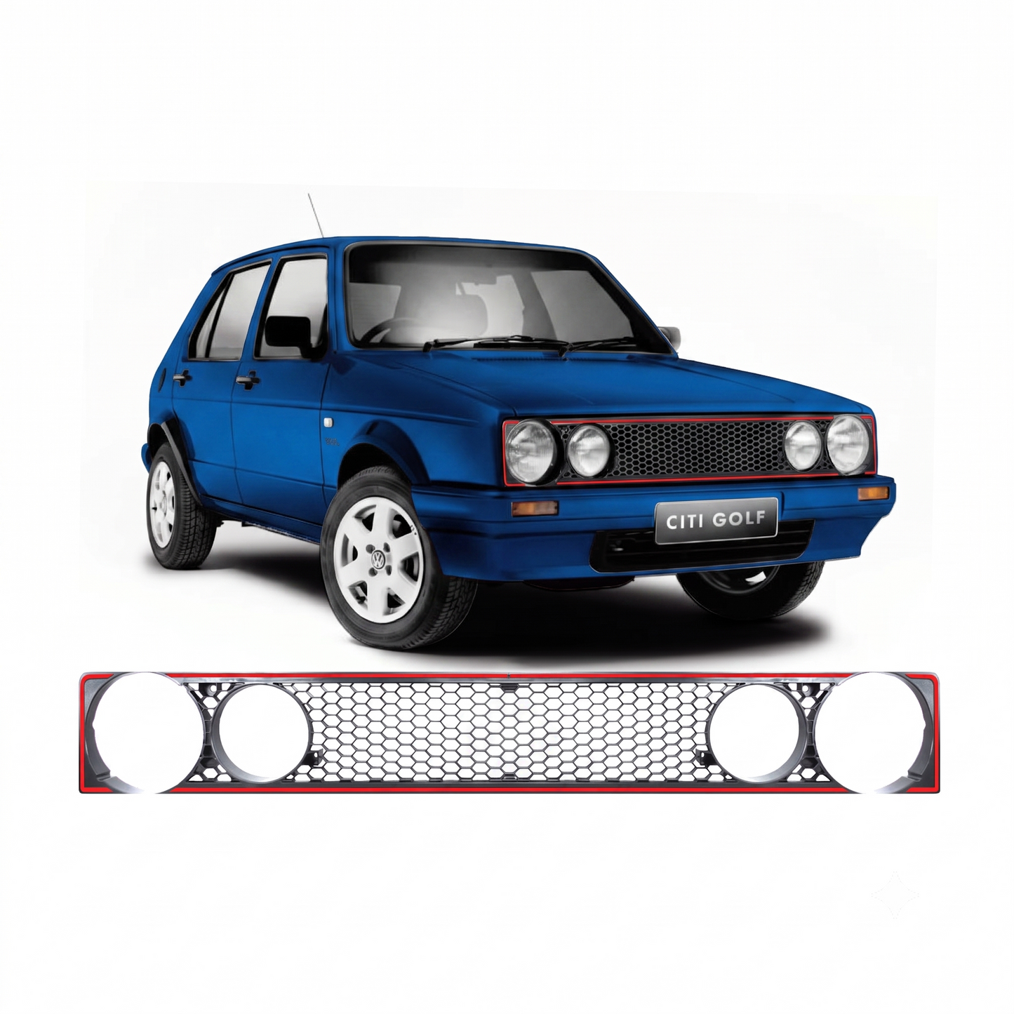 VW Golf 1 Honeycomb Grille With Red Trims