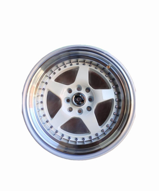 15 Inch Rim White Machine Lip With Rivets