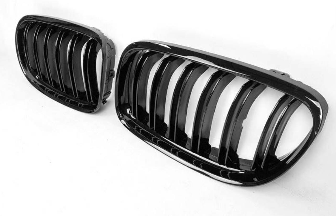 BMW E90 LCI Double Slat Kidney Grill Glossblack Sold As A Set (Non-Oem)