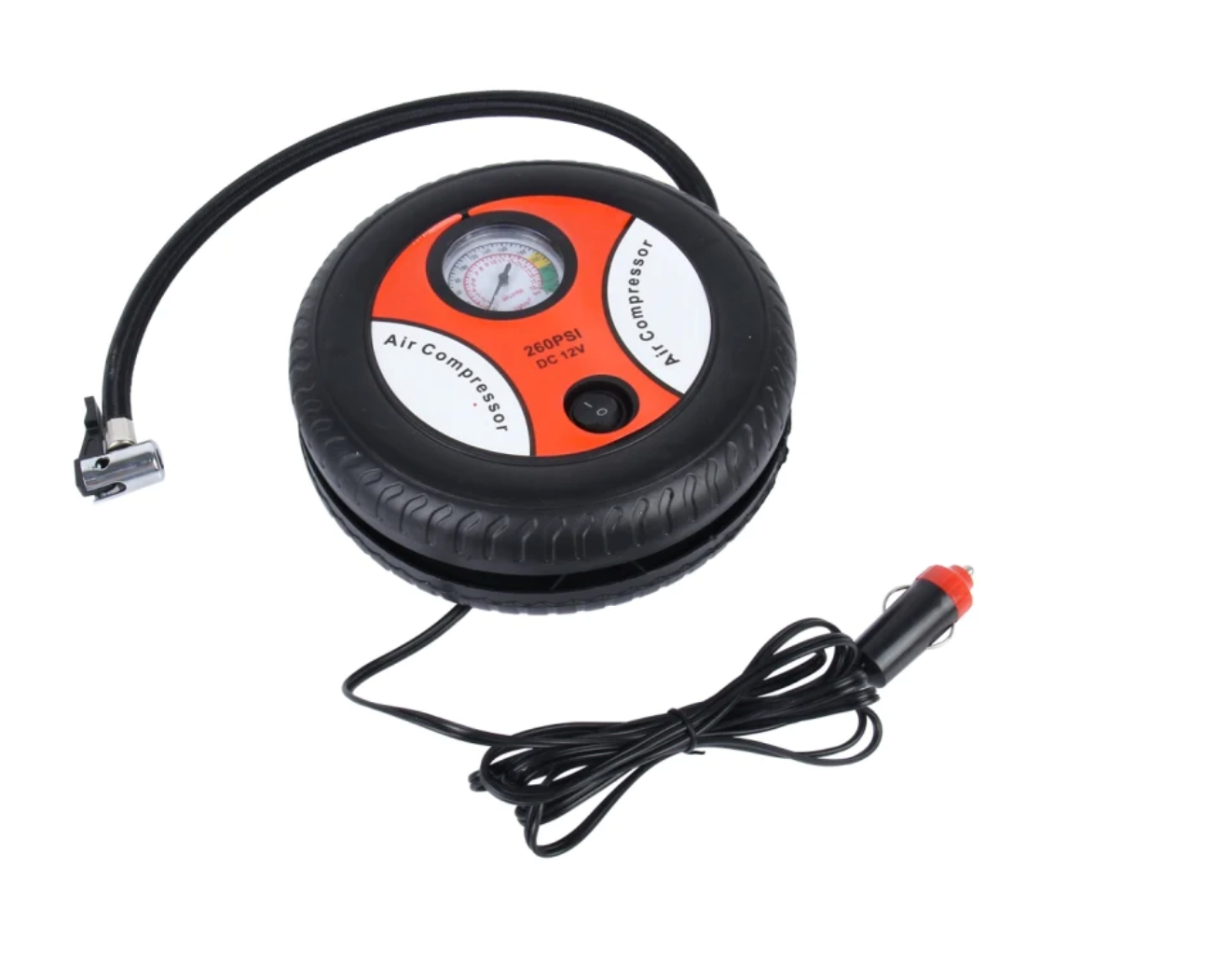 DC12V Mini Tire Inflator Air Compressor (Round)