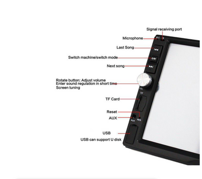 Double Din HD Touch Screen Radio/BT/USB/MP5/Reverse Cam Support 7010