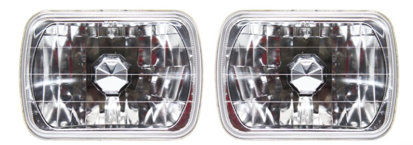 H4 ANGEL RING RECTANGULAR HEADLIGHTS 7X6 CHROME SOLD AS A SET