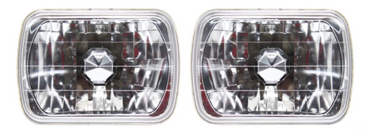 H4 ANGEL RING RECTANGULAR HEADLIGHTS 7X6 CHROME SOLD AS A SET