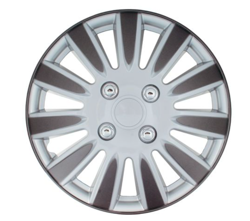 15 Inch Charcoal and Silver Wheel Cover Set