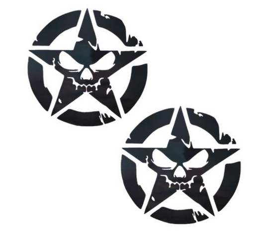 2 Decal Stickers Vinyl For SUV Bakkies Jeep FJ Cruiser - Star Circle- 32cm - Skull