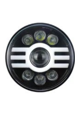 7'' Round Black LED Headlight With Three-line Turn Signal Lights For Jeep