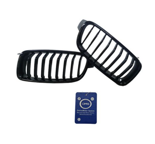 Bmw F30 Single Fin Glossblack Kidney Grills set & Oms Airfreshener