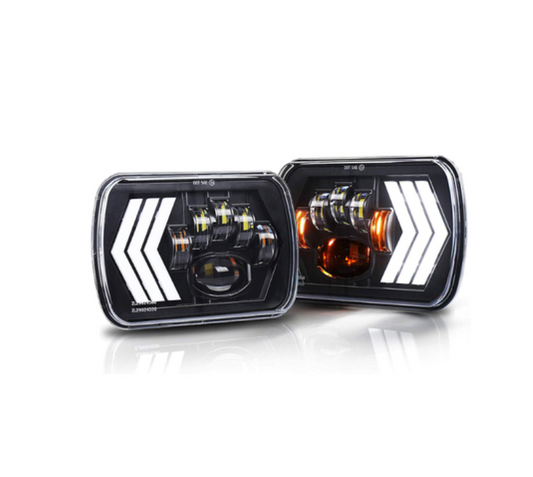 60W 7x6 Inch Led Headlight DRL+Indicator 2 Pieces