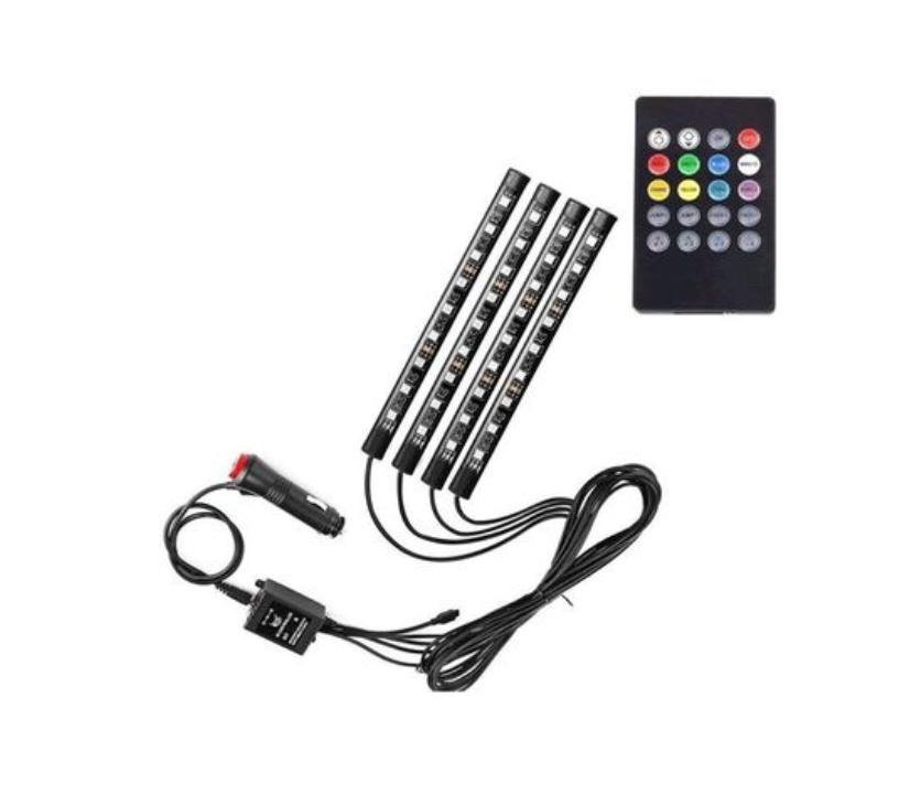 9 LED RGB Car Atmosphere Strip Light With Wireless Remote Control