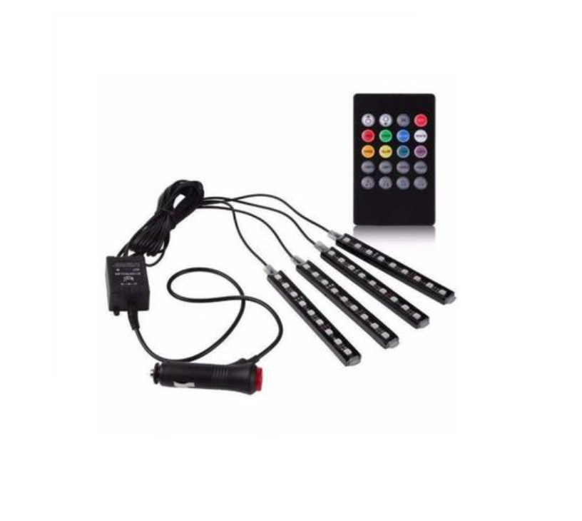 9 x 4 LED Car Interior Atmosphere Neon Lights With Wireless Remote