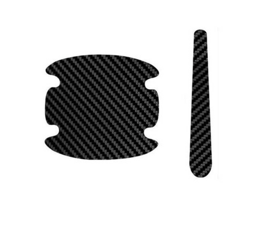 Carbon Fibre Vinyl Car Door Handle Protective Film - 8 Piece- Black
