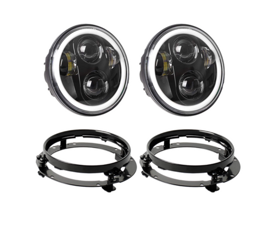 Set of 2 80V LED Super-Bright Headlight with 2 Mounting Bracket Rings