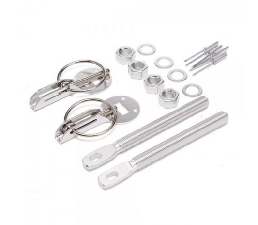 Secondary BONNET PIN KIT ALUMINIUM, UNIVERSAL RACING, BONNET CATCH, SILVER