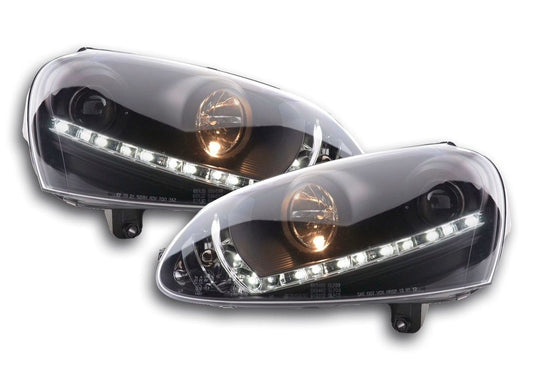 Vw Golf 5 Angel Headlights With DRL Black (Non-Oem)