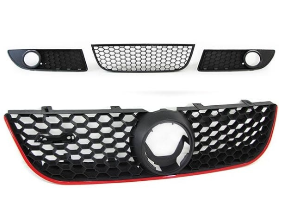 Vw Polo 9n3 05-09 GTI Grill + Fog Light Grill And Centre Bumper Grill