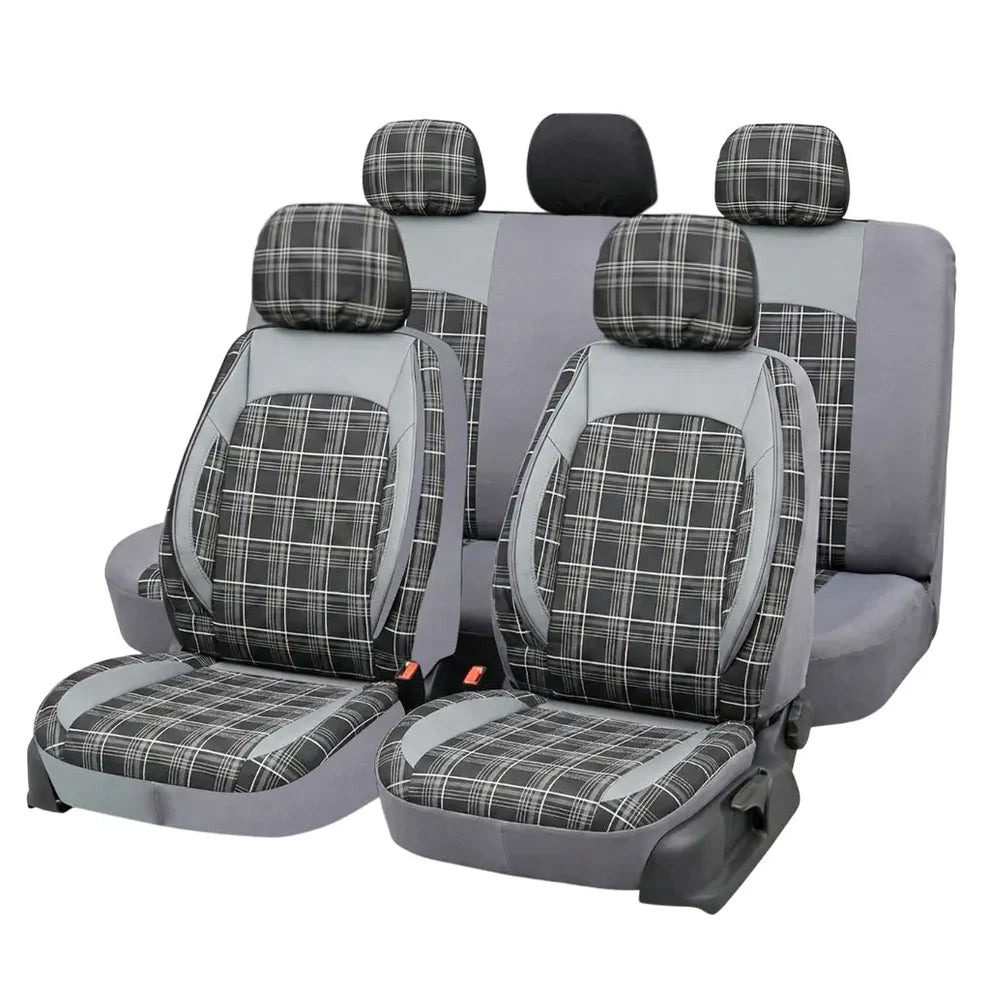 Universal GTI Tartan Fabric Car Seat Covers - Front & Rear Full Set