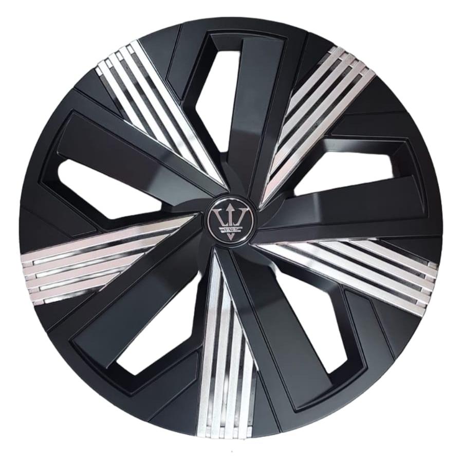 Universal Wheel Cover Silver and Black