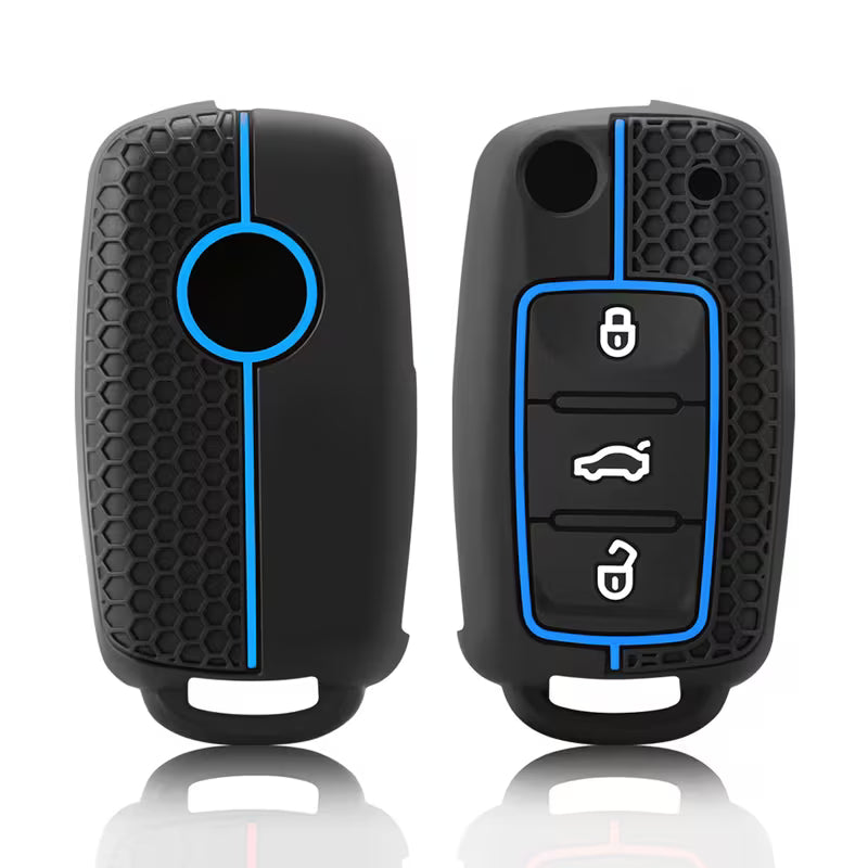 VW Key Cover Black W/Blue