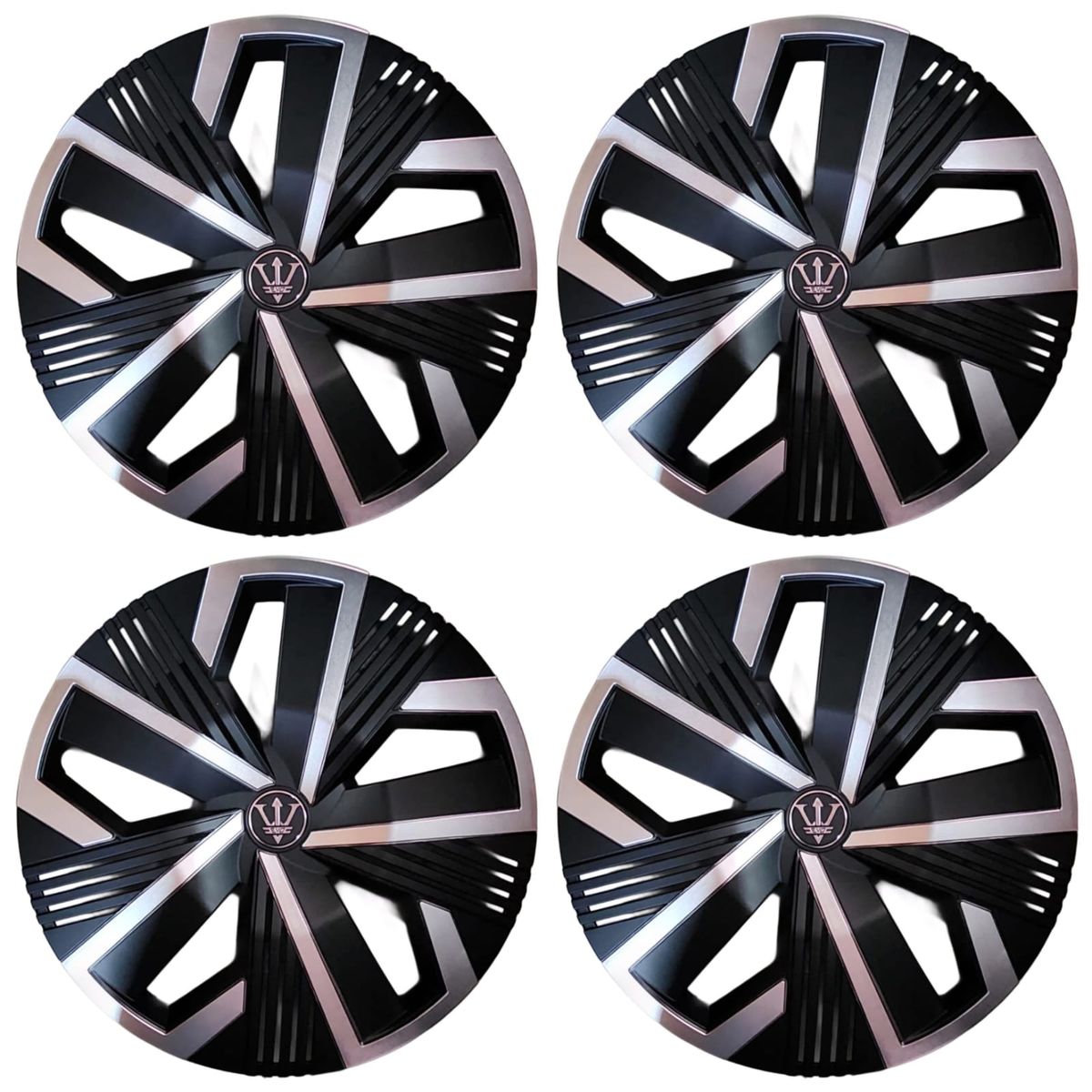 Universal 14/15 Inch Wheel Cover Black And Chrome Set