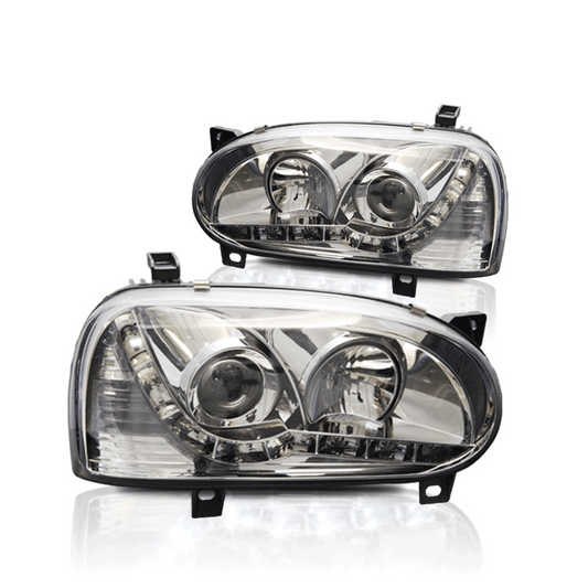 VW Golf 3 Led Headlights with DRL Chrome